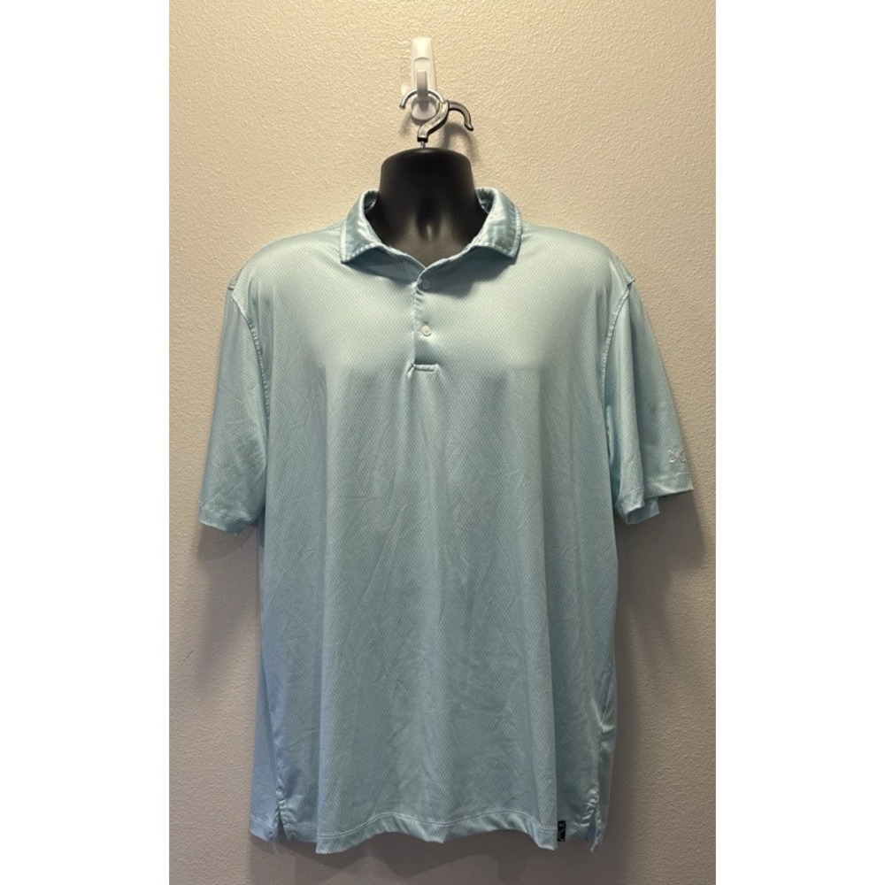 Kenneth Cole Golf Polo Shirt Crystal Sky Geometric‎ Wicking UPF Stretch Size XL
